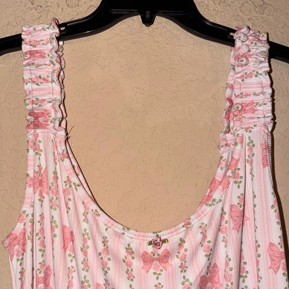 SHABBY CHIC Pink Floral Bow Ruffle Strap Nightgown- BNWT - Picture 3 of 10
